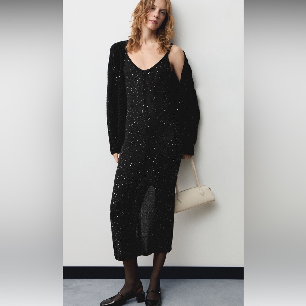 Mango limited edition celeb style Lurex knitted celeb style midi dress